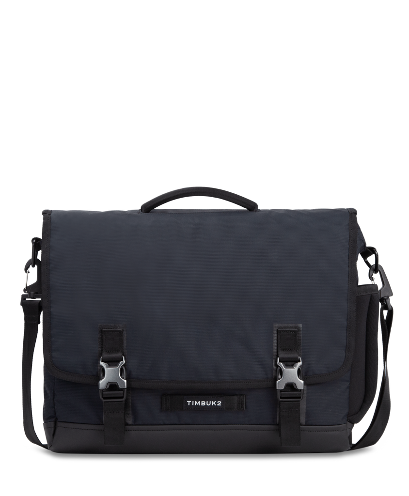 VEGAN Leather & Sky Blue Fabric Laptop Messenger Bag For Women, Size: Medium
